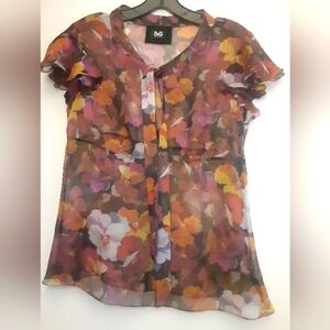D&G Women's Floral Top -Sheer  Multicolor,size XS-S.